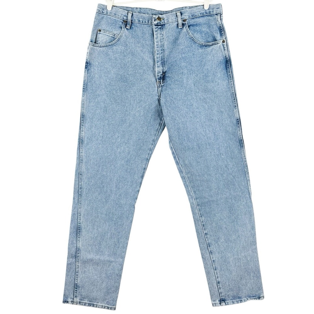 Wrangler Men's Work Casual Blue Denim Jeans 40x34 Cotton High Rise Straight Leg